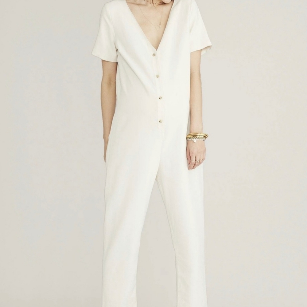 Hatch Ivory Noelle Linen Blend Jumpsuit 1 NWT